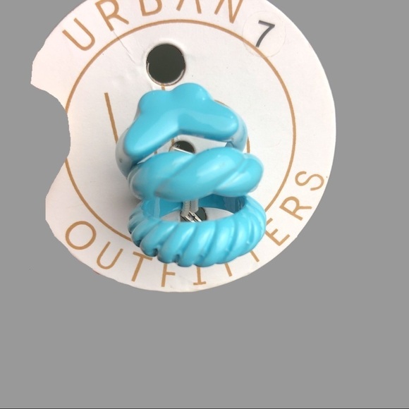 🤎 7 🤎 NWT UO Rings Jewelry Turquoise Blue Heavy Lacquer Finish Butterfly - Picture 1 of 4